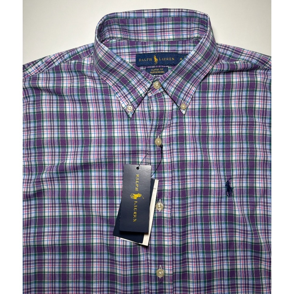 Ralph Lauren Polo Men's Performance Purple Plaid Button Down Shirt | NWT | Med